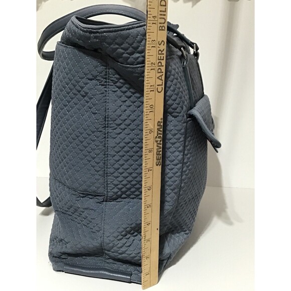 Vera Bradley Iconic Laptop Tote Charcoal Blue College School Travel - Picture 7 of 16
